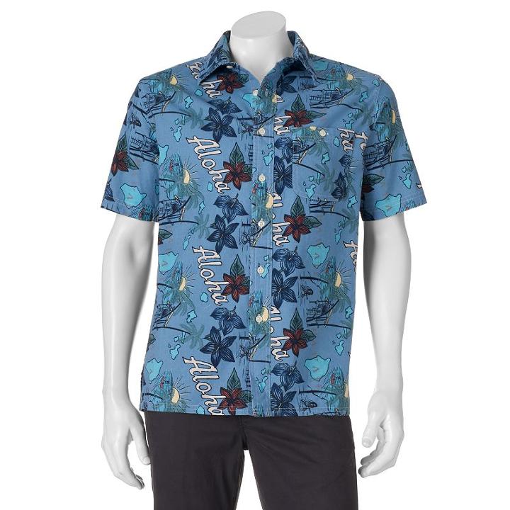 Men's Croft & Barrow&reg; Classic-fit Tropical Button-down Shirt, Size: Xl, Blue (navy)