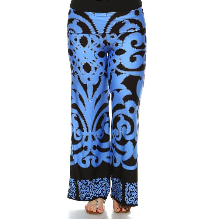 Plus Size White Mark Solid Palazzo Pants, Women's, Size: 3xl, Med Blue