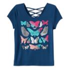 Girls 7-16 & Plus Size Mudd&reg; Criss-cross Lattice Back Tee, Girl's, Size: 18 1/2, Med Blue