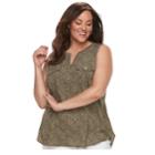 Plus Size Croft & Barrow&reg; Print Popover Sleeveless Top, Women's, Size: 2xl, Green