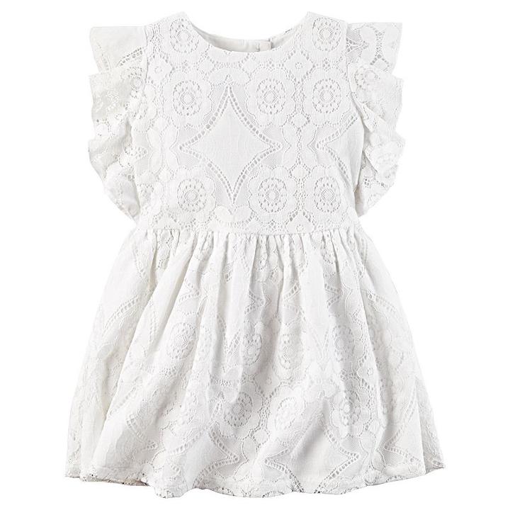 Girls 4-8 Carter's Geo Lace Dress, Size: 7, White