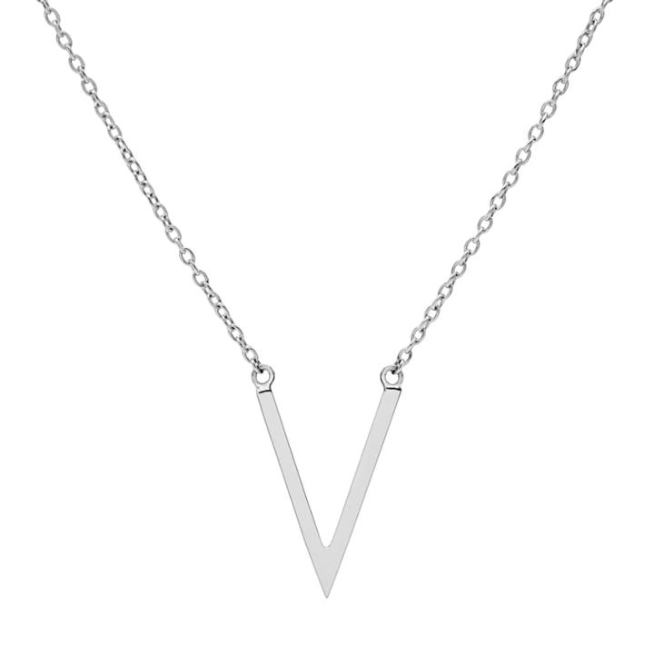 Sterling Silver V Necklace, Women's, Size: 18, Grey