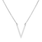 Sterling Silver V Necklace, Women's, Size: 18, Grey