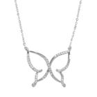 10k White Gold 1/10 Carat T.w. Diamond Butterfly Necklace, Women's