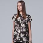 Petite Simply Vera Vera Wang Essential Popover Top, Women's, Size: S Petite, Black