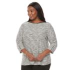 Plus Size Croft & Barrow&reg; Ribbed Shoulder Sweater, Women's, Size: 2xl, Black