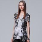 Women's Simply Vera Vera Wang Print Tiered Hem Tee, Size: Small, White