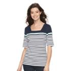 Women's Croft & Barrow&reg; Squareneck Tee, Size: Large, Turquoise/blue (turq/aqua)