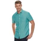 Men's Sonoma Goods For Life&trade; Modern-fit Double Weave Button-down Shirt, Size: Medium, Green