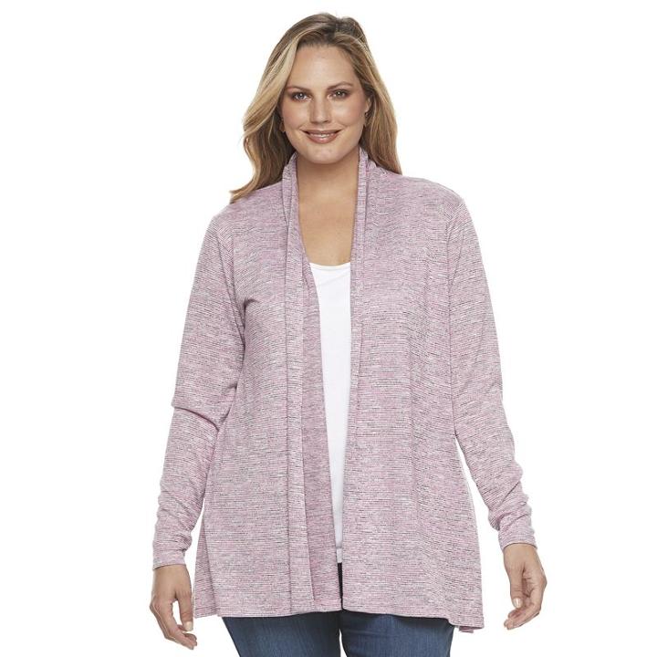 Plus Size Croft & Barrow&reg; Space-dye Open-front Cardigan, Women's, Size: 2xl, Green Oth