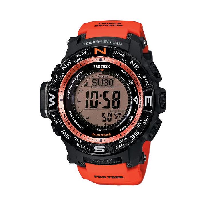 Casio Men's Pro Trek Digital Atomic Watch - Prw3500y-4cr, Orange
