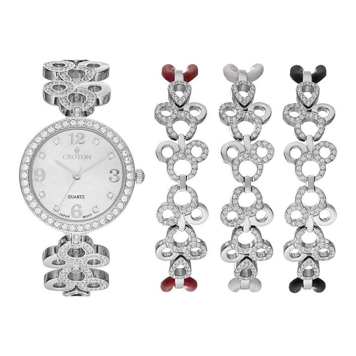 Croton Women's Austrian Crystal Watch & Bracelet Set, Grey