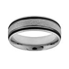 Stainless Steel And Black Immersion-plated Stainless Steel Wedding Band - Men, Size: 7, Multicolor