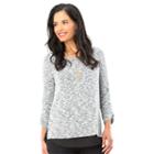 Women's Ab Studio Marled Mock-layer Top, Size: Xlrg Av/rg, Black
