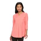 Women's Croft & Barrow&reg; Pleated Crepe Tunic, Size: Small, Lt Orange