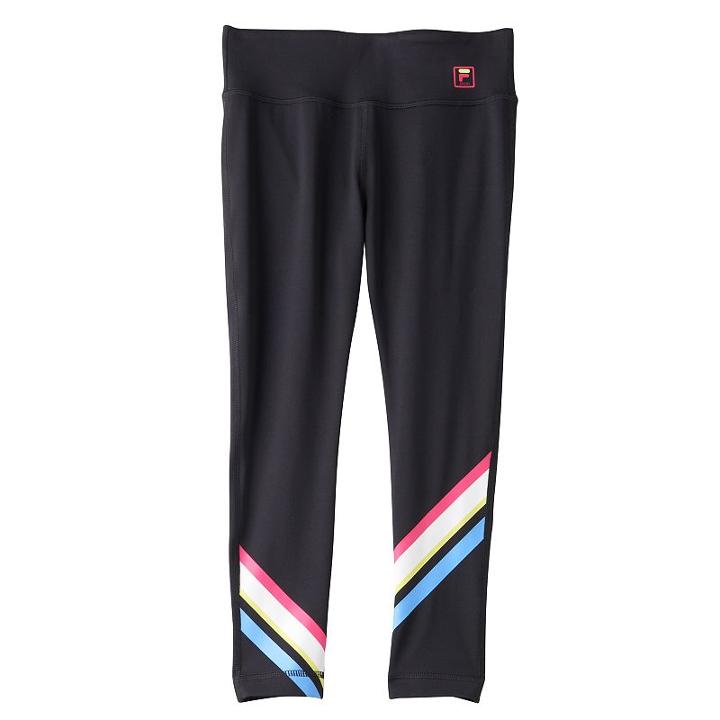 Girls 7-16 Fila Sport&reg; Striped Ankle Capri Leggings, Girl's, Size: S(8), Black