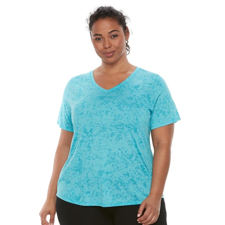 Plus Size Tek Gear® Burnout Tee, Women's, Size: 3xl, Turquoise/blue (turq/aqua)
