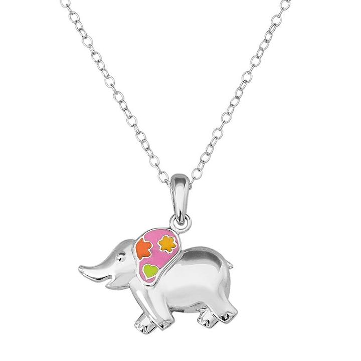 Hallmark Kids' Sterling Silver Elephant Pendant Necklace, Girl's, Size: 16, Multicolor