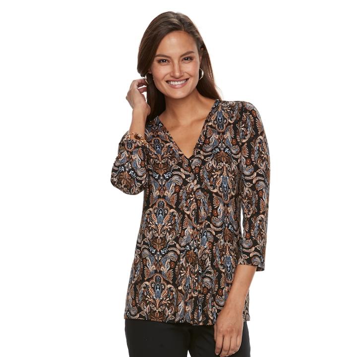 Women's Dana Buchman Release-pleat Top, Size: Small, Black