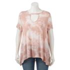 Juniors' Plus Size Mudd&reg; Choker Neck Tee, Teens, Size: 2xl, Light Pink