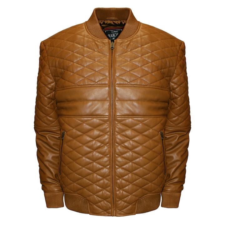 Big & Tall Franchise Club Double Diamond Quilted Lambskin Leather Bomber Jacket, Men's, Size: 6xl, Red/coppr (rust/coppr)