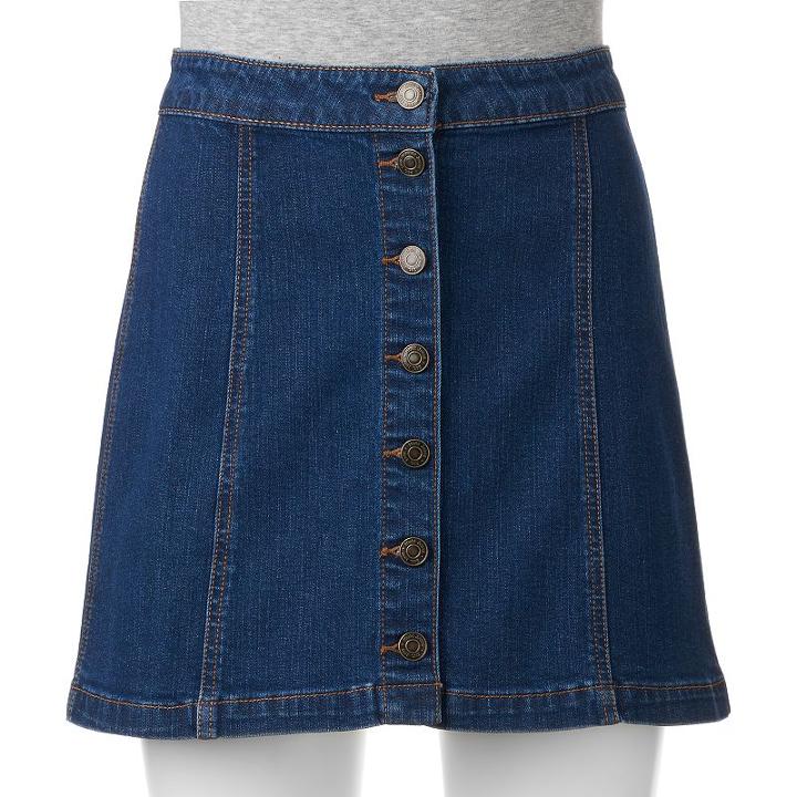 Juniors' Mudd&reg; Button Front Jean Skirt, Girl's, Size: 0, Blue Other