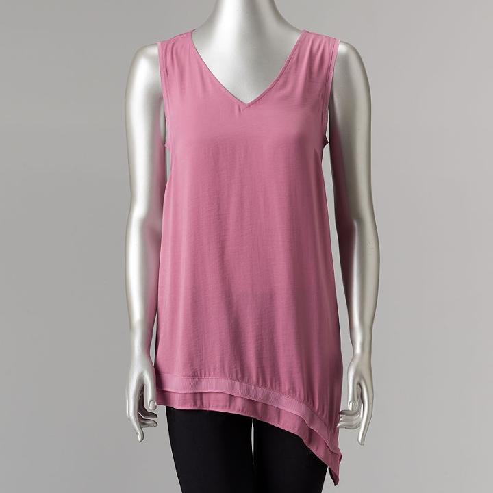 Women's Simply Vera Vera Vera Wang Asymmetrical Tank, Size: Medium, Med Pink