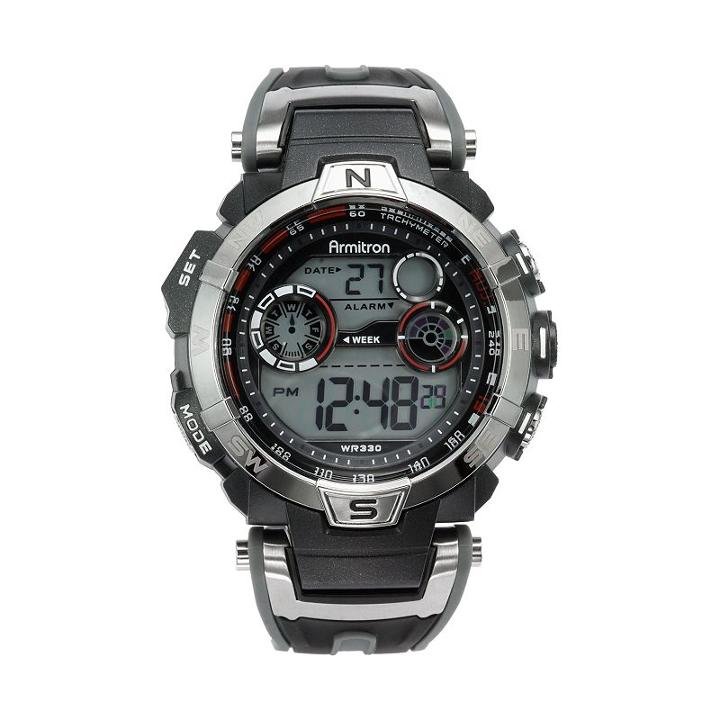 Armitron Men's Digital Chronograph Watch - 40/8231rdgy, Size: Large, Grey