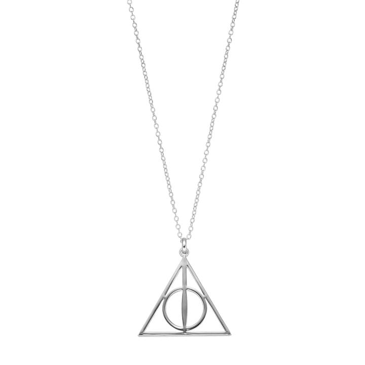 Harry Potter Silver Plated Sign Of The Deathly Hallows Pendant Necklace, Women's, Size: 18