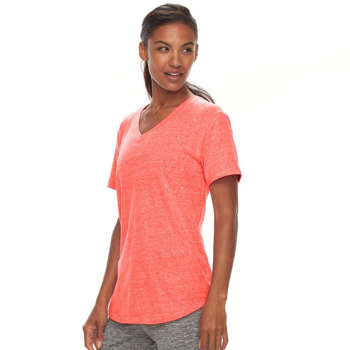 Women's Tek Gear&reg; Easy Nep V-neck Yoga Tee, Size: Medium, Brt Pink