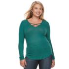 Juniors' Plus Size So&reg; Crisscross Top, Teens, Size: 1xl, Green