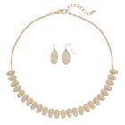 Swirling Oval Necklace & Drop Earring Set, Women's, Brown