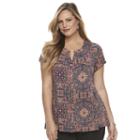 Plus Size Dana Buchman Printed Peplum Shirt, Women's, Size: 1xl, Drk Purple