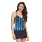 Women's Halitech Striped V-neck Swimdress, Size: Small, Blue