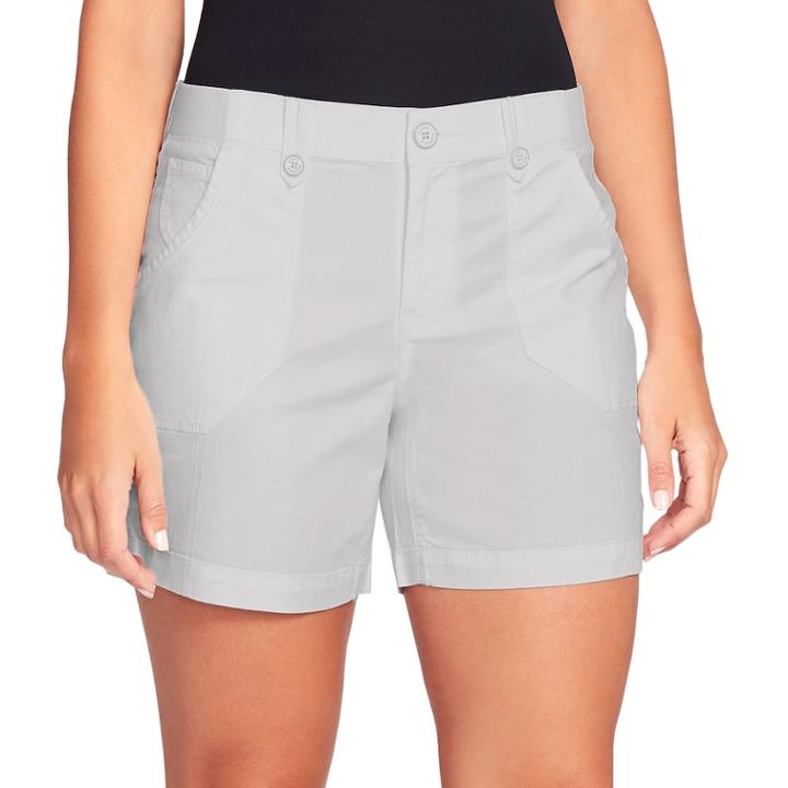 Women's Gloria Vanderbilt Cathy Comfort Waist Cargo Shorts, Size: 14, Med Grey