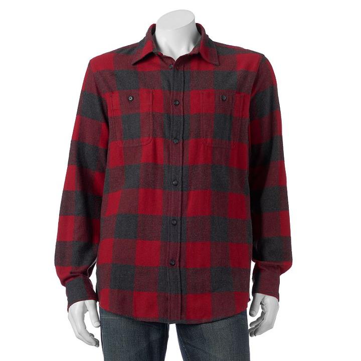 Big & Tall Sonoma Goods For Life&trade; Classic-fit Plaid Button-down Shirt, Men's, Size: M Tall, Med Red