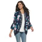 Floral Lace Trim Kimono, Women's, Size: Medium, Dark Blue