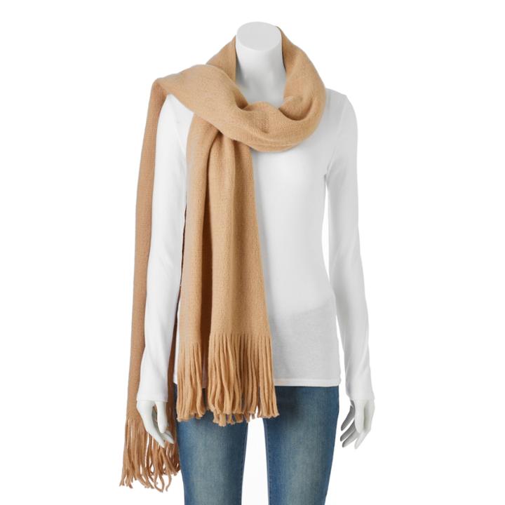 Apt. 9&reg; Solid Brushed Fringe Oblong Scarf, Women's, Dark Beige