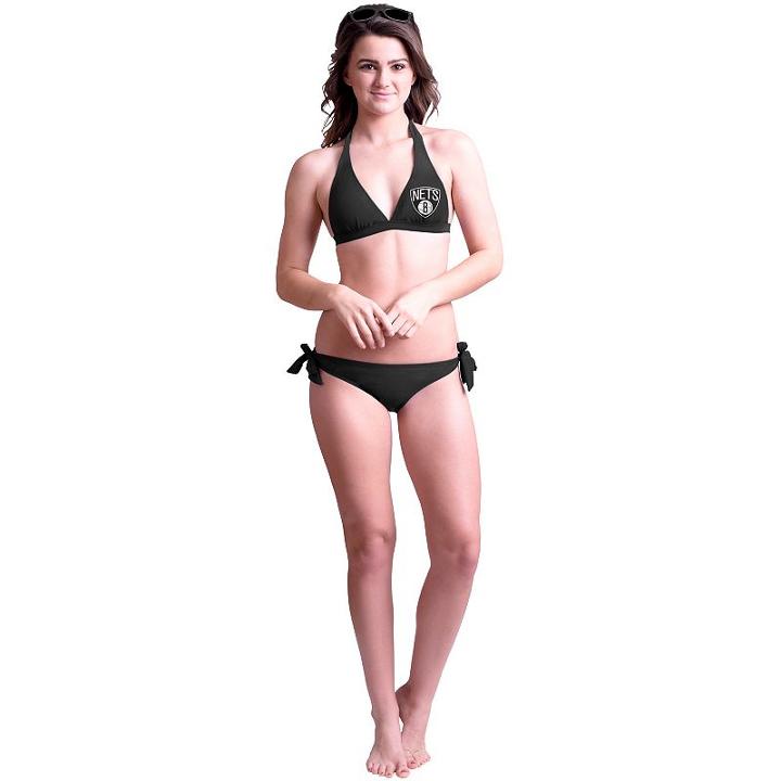 Women's Brooklyn Nets Stay True Bikini, Size: Medium, Black