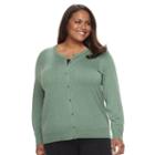 Plus Size Essential Croft & Barrow&reg; Button-front Cardigan, Women's, Size: 3xl, Dark Green