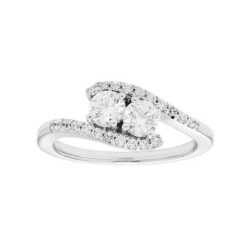 10k White Gold 3/4 Carat T.w. Diamond 2-stone Ring, Women's, Size: 7