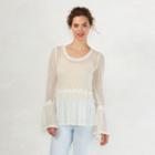 Women's Lc Lauren Conrad Floral Lace Peplum Sweater, Size: Medium, White Oth