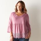 Plus Size Sonoma Goods For Life&trade; Crochet Peplum Top, Women's, Size: 3xl, Dark Red
