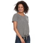 Juniors' So&reg; Tie Front Tee, Teens, Size: Large, Dark Grey