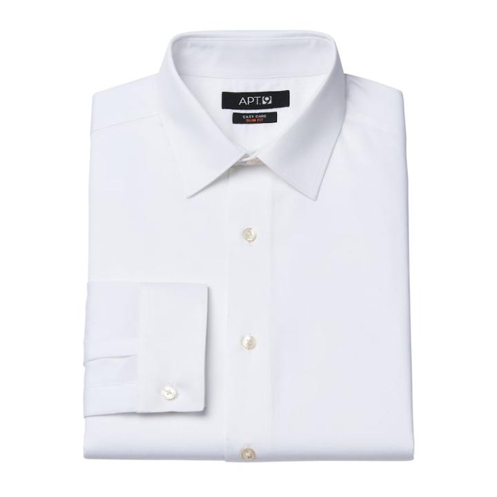 Men's Apt. 9&reg; Slim-fit Easy-care Dress Shirts, Size: 15.5-32/33, White
