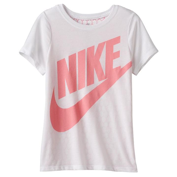 Girls 7-16 Nike Mesh Print Futura Active Tee, Girl's, Size: Large, White