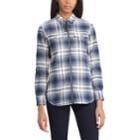 Women's Chaps Plaid Zip-front Shirt, Size: Xs, Blue