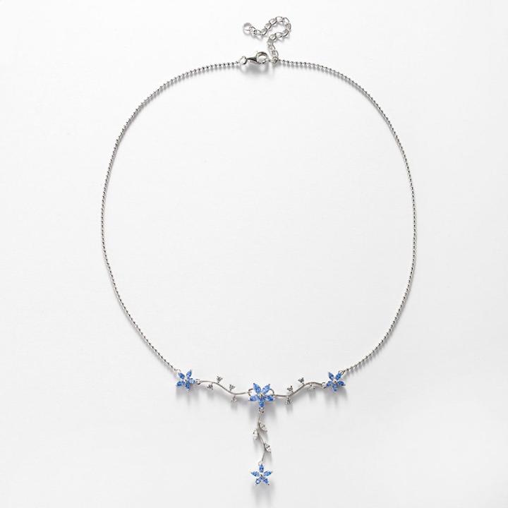 Sunstone 925 Sterling Silver Flower Y Necklace - Made With Swarovski Zirconia, Adult Unisex, Size: 18
