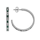 Traditions Sterling Silver Green And White Swarovski Crystal Hoop Earrings, Women's, Multicolor