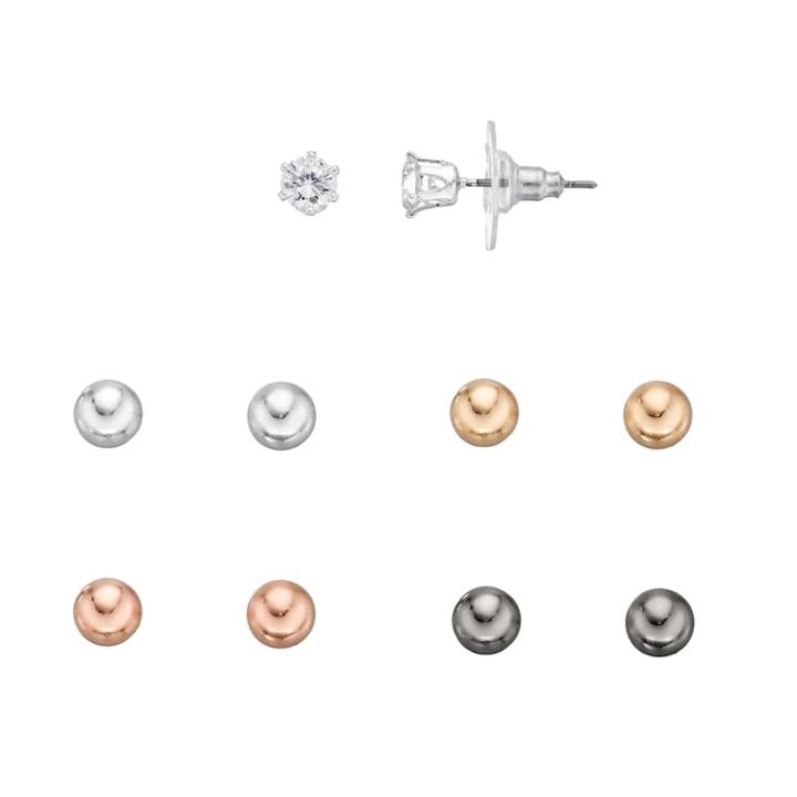 Apt. 9&reg; Cubic Zirconia & Ball Stud Earring Set, Women's, Multicolor